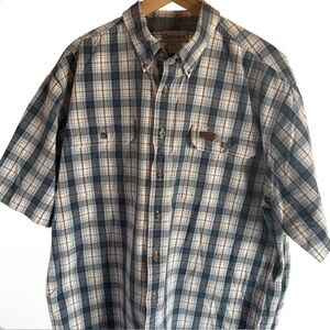 Carhartt Men's Casual Blue and White Plaid Shirt